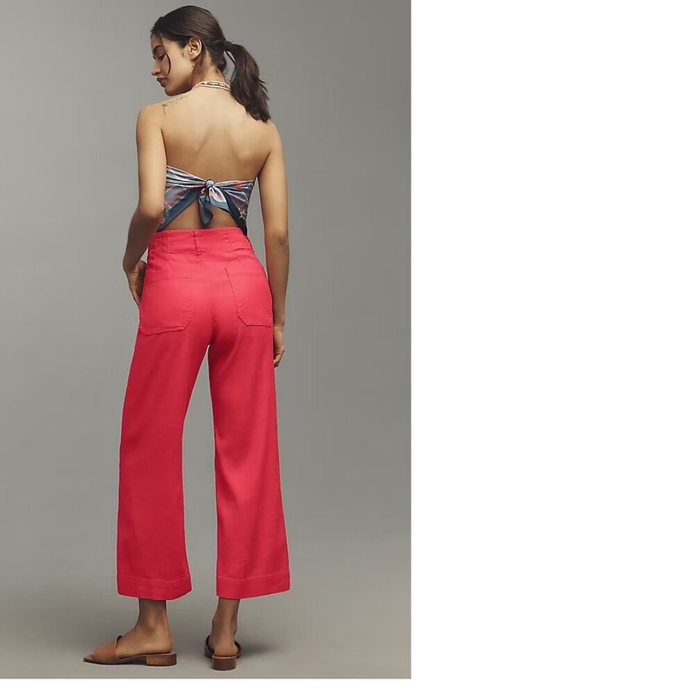 Anthropologie The Colette Linen Blend Crop Wide-Leg Pants by Maeve 32 new - Picture 3 of 7